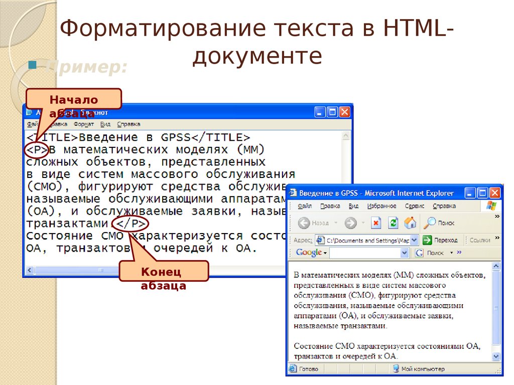 Форматирование текста в HTML-документе