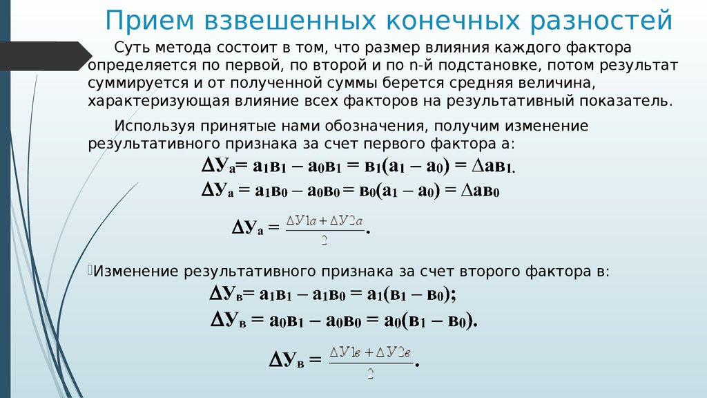 Конечные разности. Метод взвешенных конечных разностей. Метод взвешенных конечных разниц. Прием взвешенных конечных. Взвешивание прием.