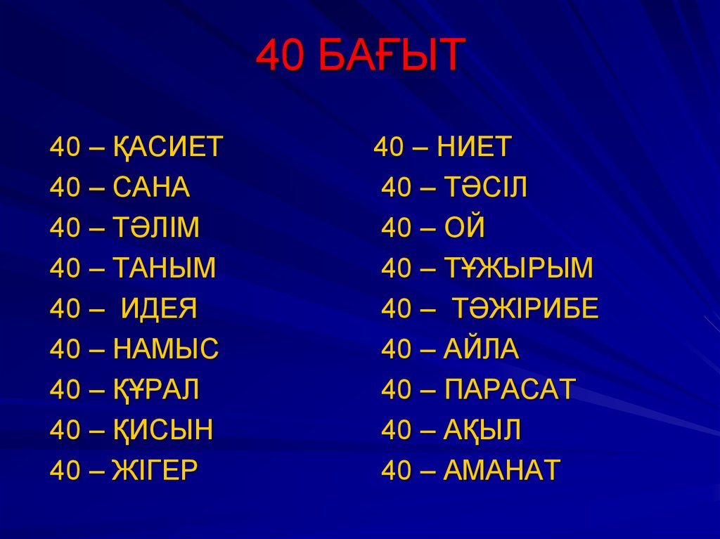 40 БАҒЫТ