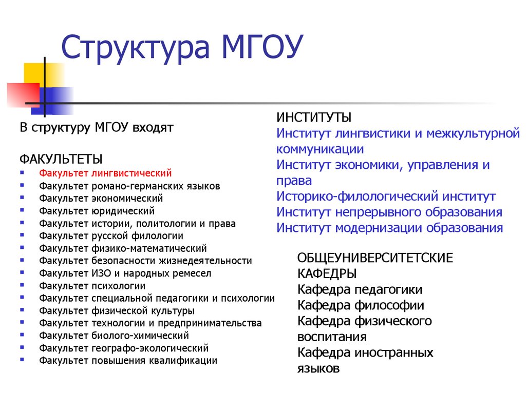 Номера факультетов. Структура МГОУ. Организационная структура МГОУ. Организационно штатная структура МГОУ. Структура института.