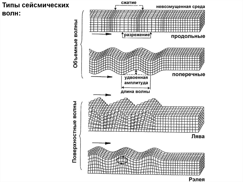 На рисунке схематически изображено распространение сейсмической волны