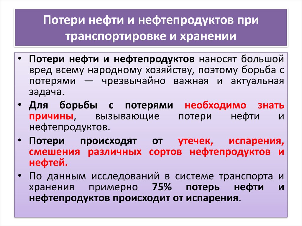 Потери нефти и нефтепродуктов