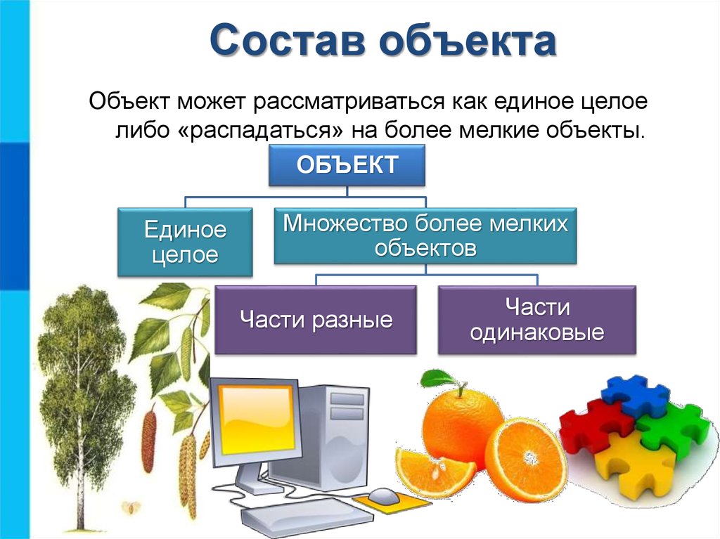 Который состоит из нескольких. Системы объектов Информатика 6 класс. Состав объекта. Схема состава объекта. Состав объекта Информатика.