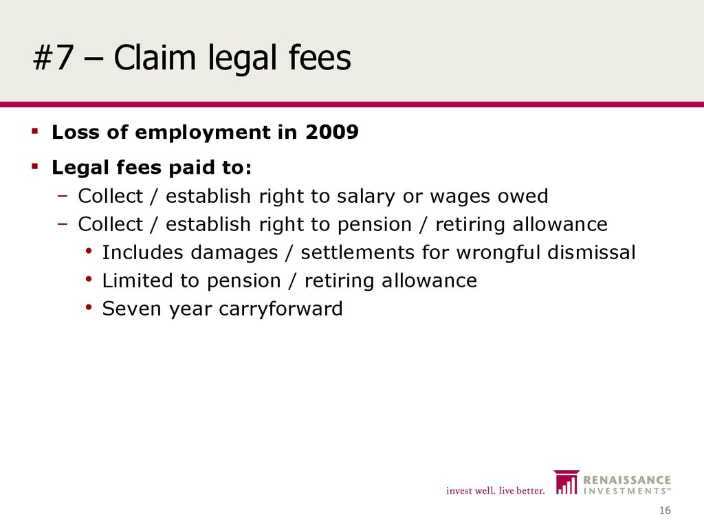 #7 – Claim legal fees
