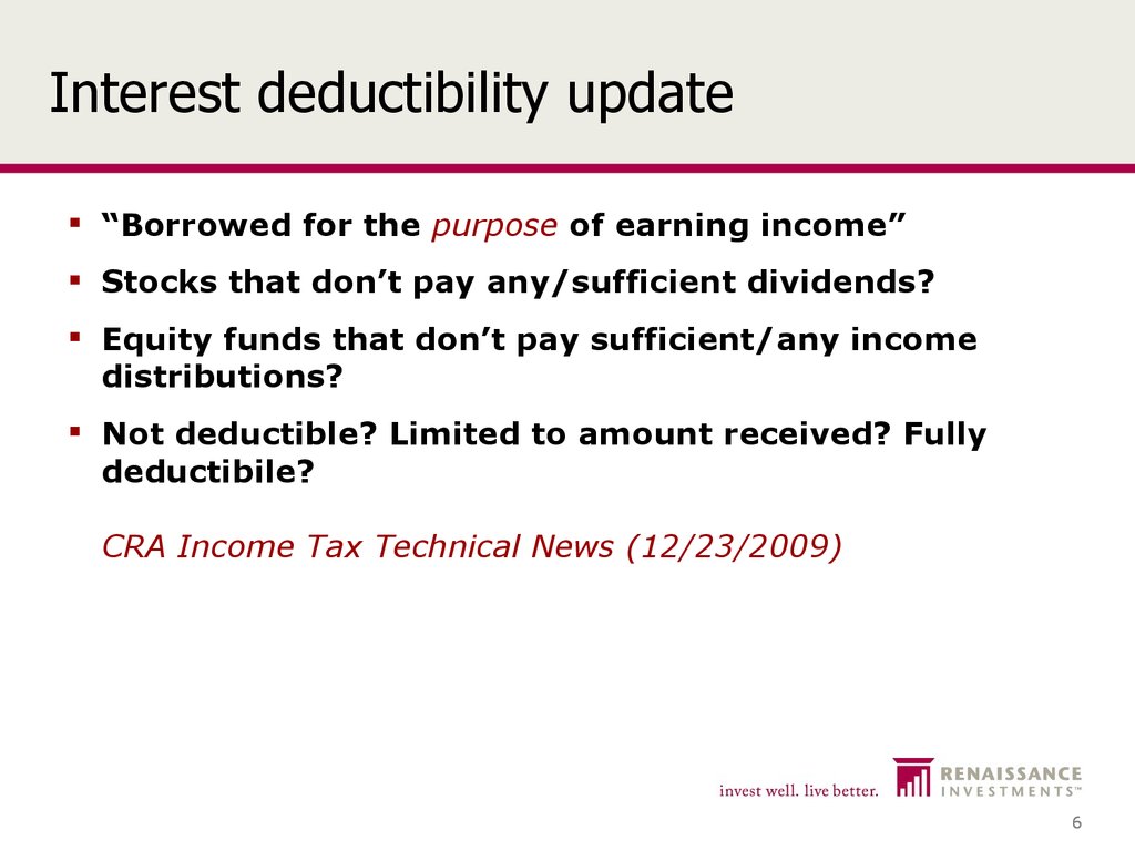 Interest deductibility update