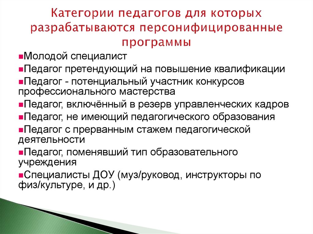 Категории преподавателей