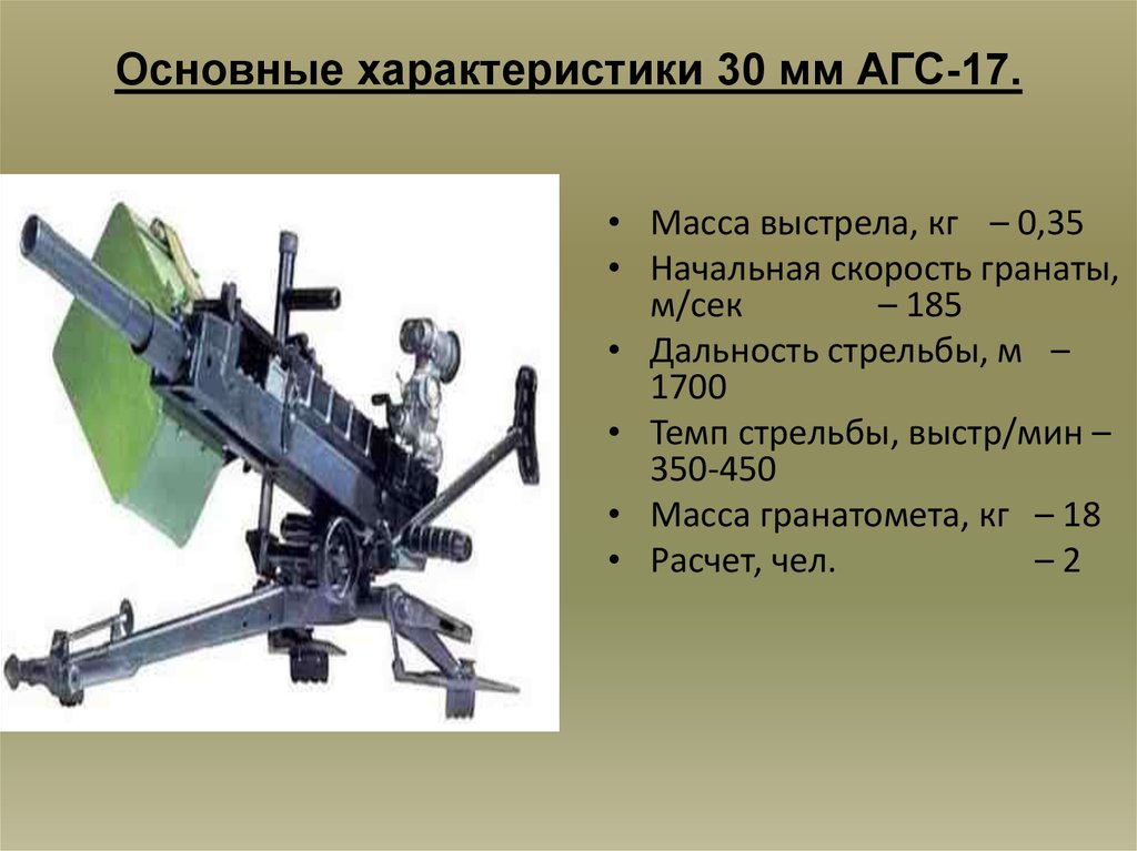 Масса выстрела. 30-Мм автоматический станковый гранатомет АГС-17 «пламя» ТТХ. ТТХ автоматического гранатомета АГС-17 «пламя». АГС-17 пламя характеристики выстрелы. АГС-17 гранатомёт вес.