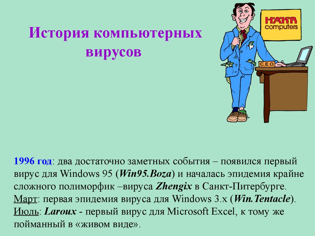 Презентация история возникновения компьютерных вирусов