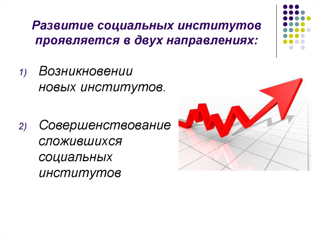 Развитие социального института. Развитие социальных институтов. Возникновение социальных институтов. Совершенствование общественных институтов. Тенденции развития социальных институтов.