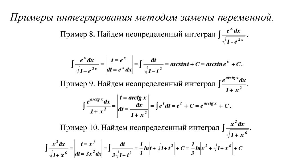 Интеграл алгоритм. Метод замены переменной в неопределенном интеграле. Интегрирование методом подстановки примеры. Алгоритм решения интегралов. Вычислить неопределенный интеграл методом замены переменной.