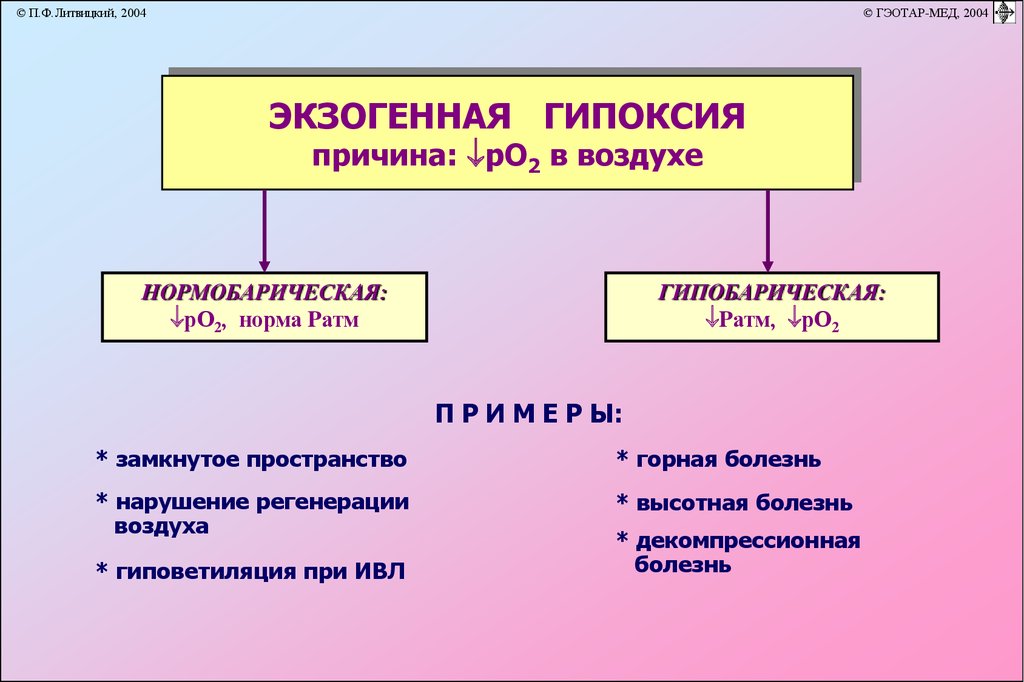 Виды гипоксии схема