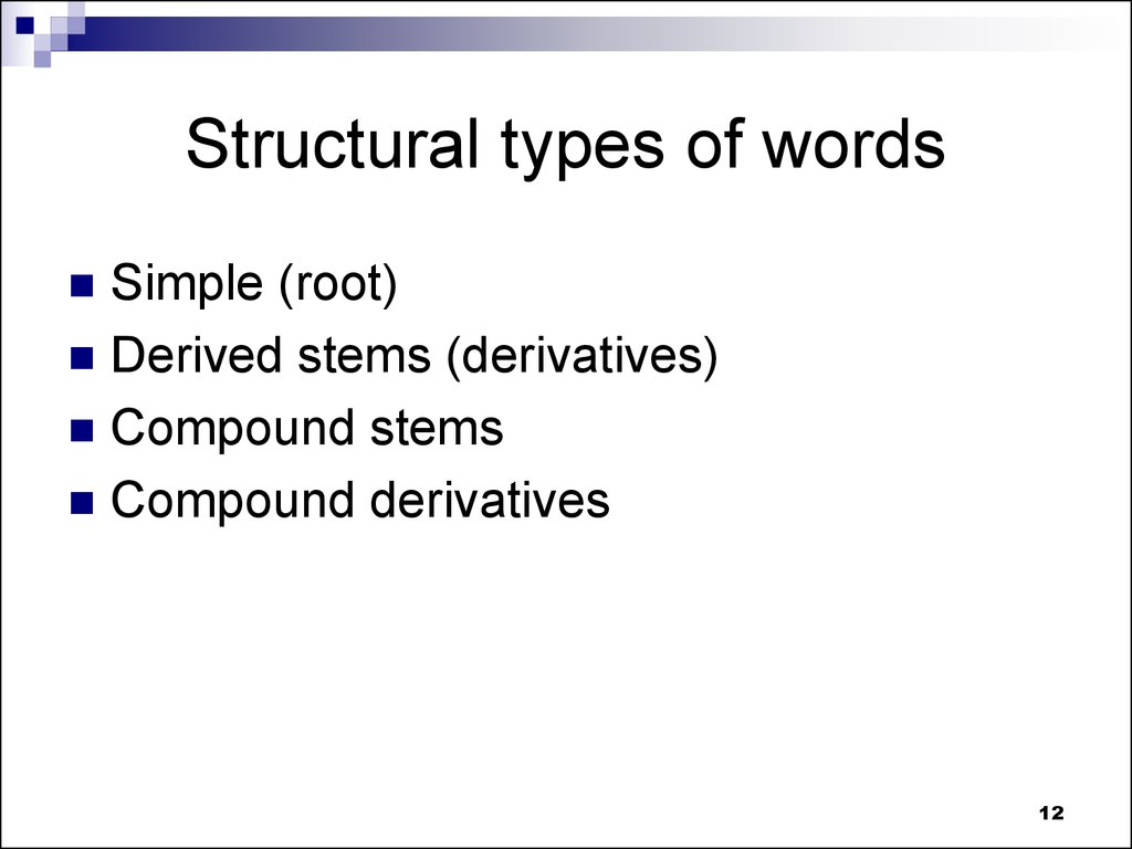 Morphological Structure Of The English Word Word building 