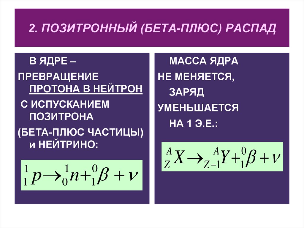 Реакция бета распада идет по схеме