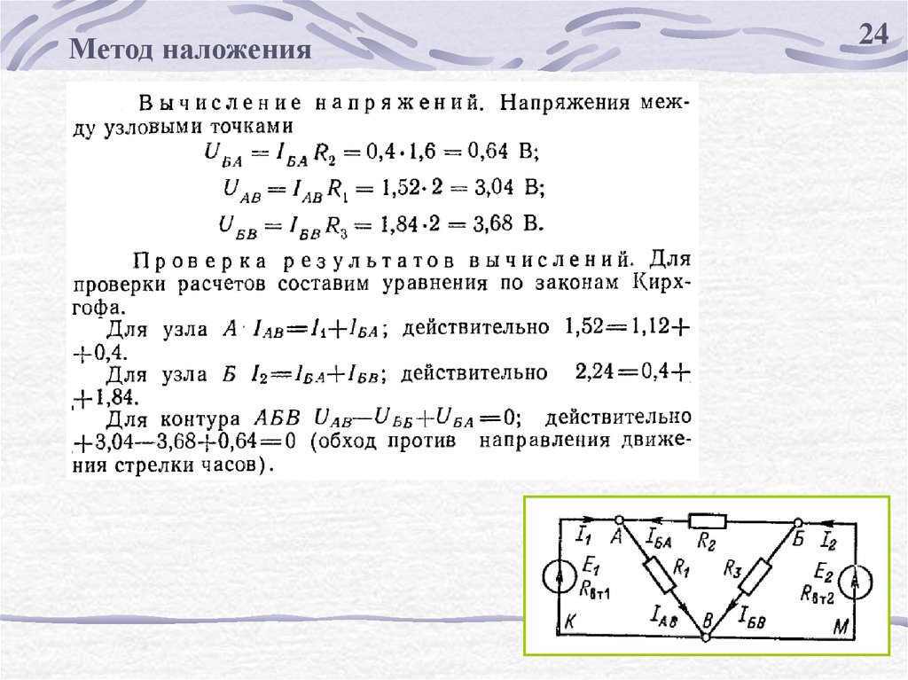 Метод наложения. Метод наложения для расчета электрических цепей. Расчет цепей постоянного тока методом наложения. Решение задач методом наложения токов. Метод наложения токов формула.