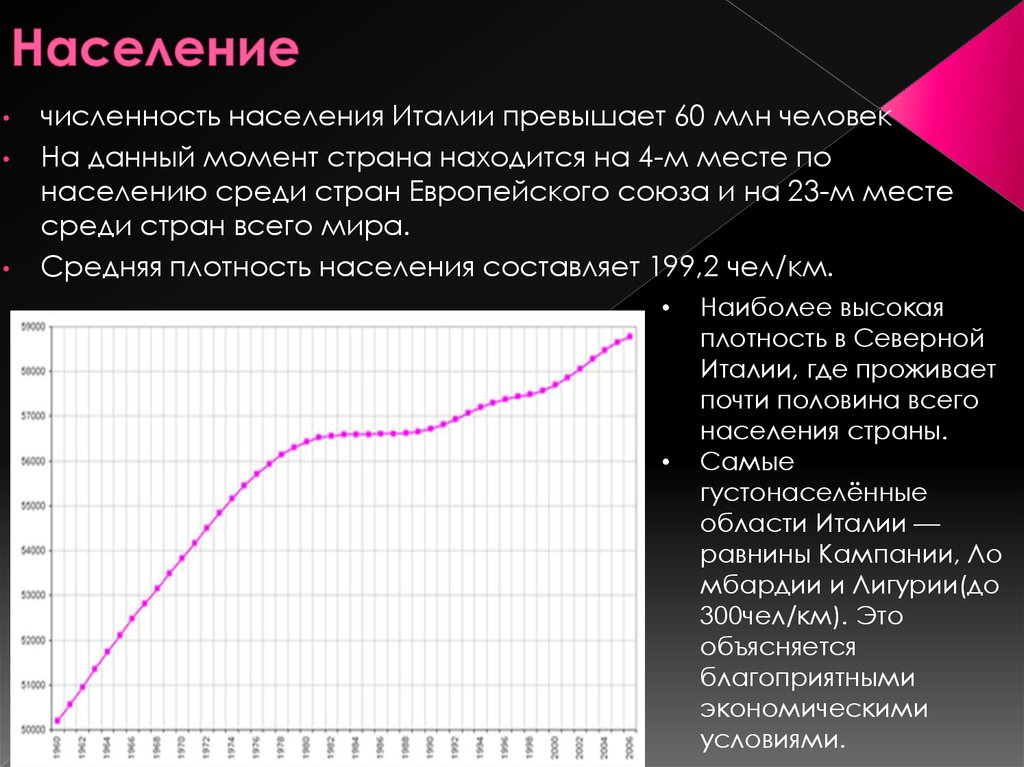 Для населения италии характерно