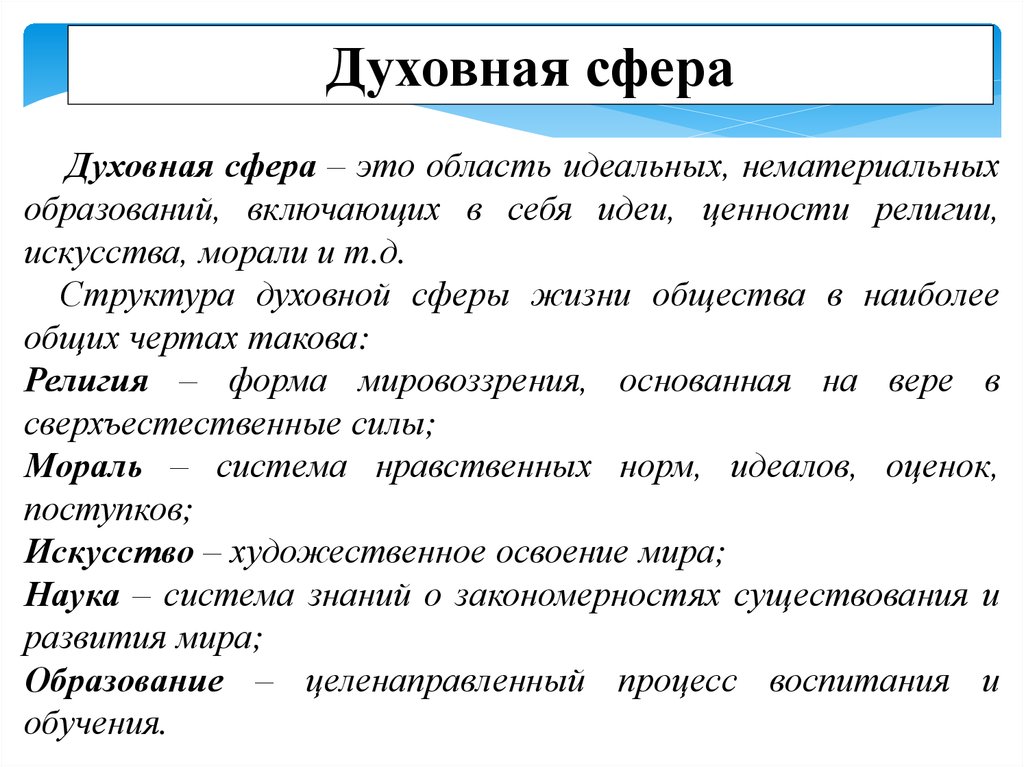 Сфера духовной жизни обществознание 8. Духовная сфера общества понятия. Духовная сфера это в обществознании. Духовные сферы общества. Духовнаяссфера общества.