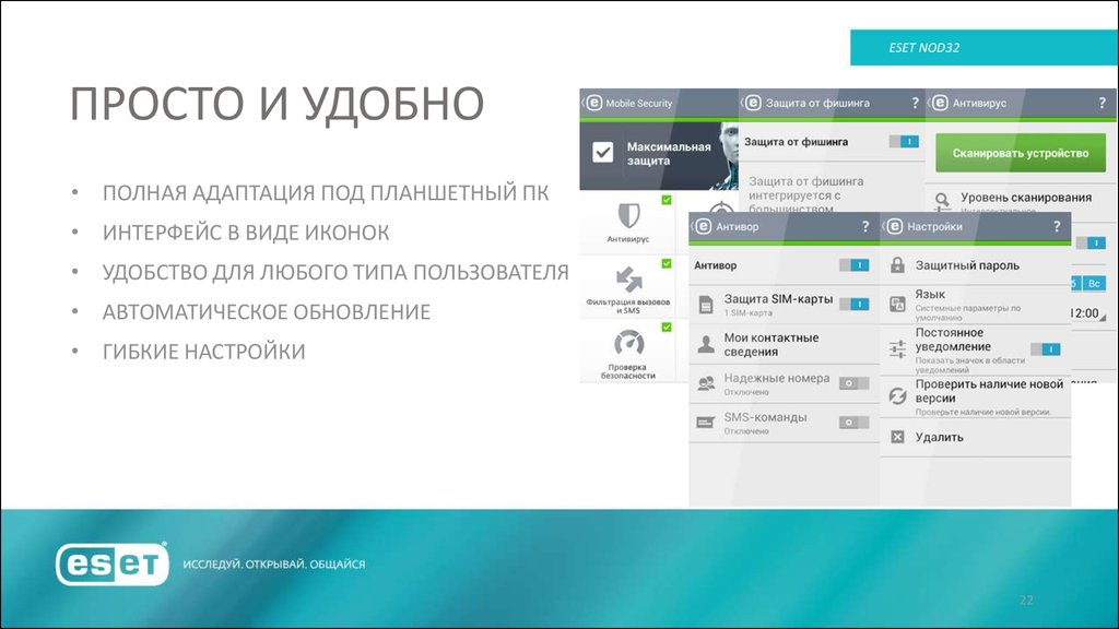 32 security. ESET nod32 Интерфейс. Антивирусная защита НОД 32. ESET антивирус основные функции. Главное меню ESET nod32.