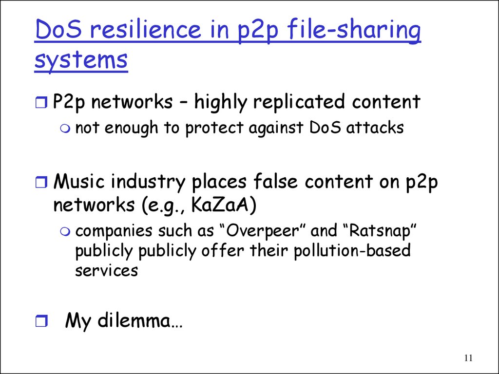 DoS resilience in p2p file-sharing systems