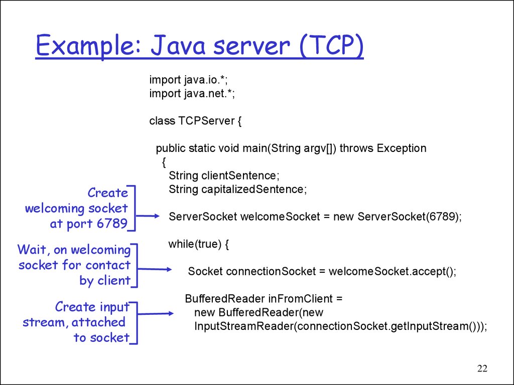 Example: Java server (TCP)