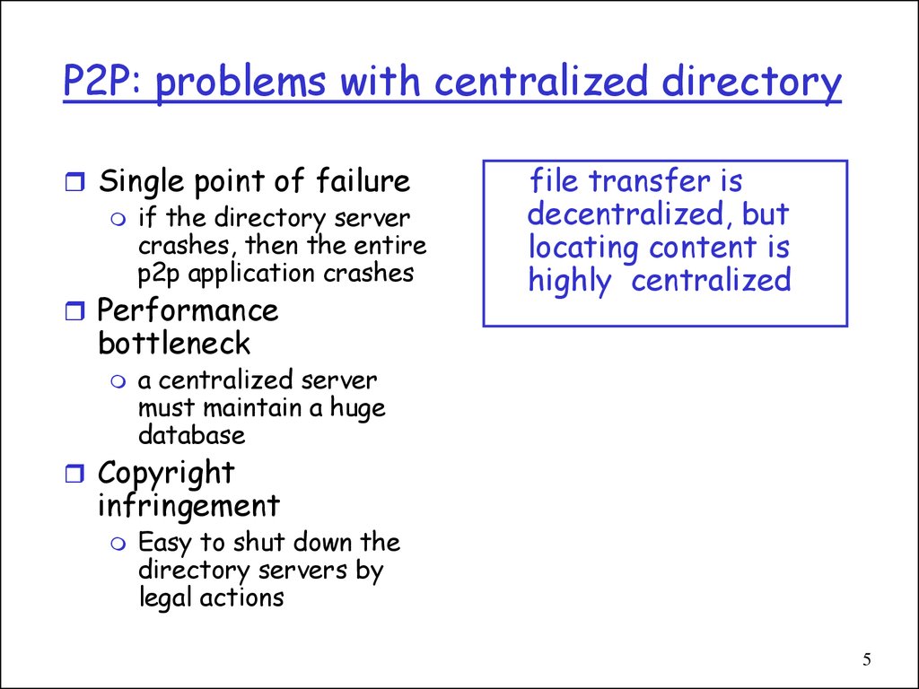P2P: problems with centralized directory