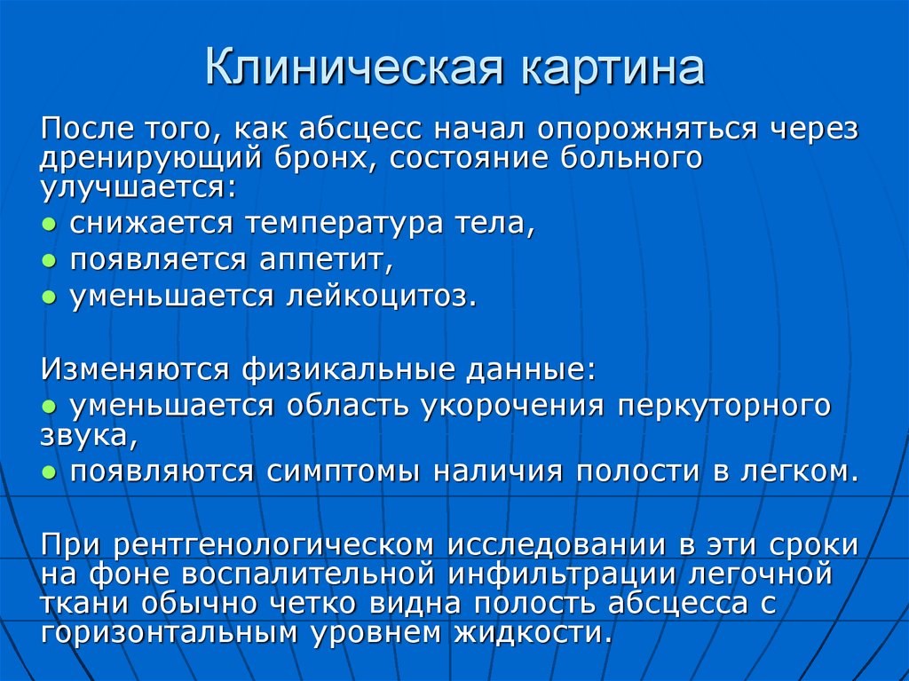 Клиническая картина абсцесса