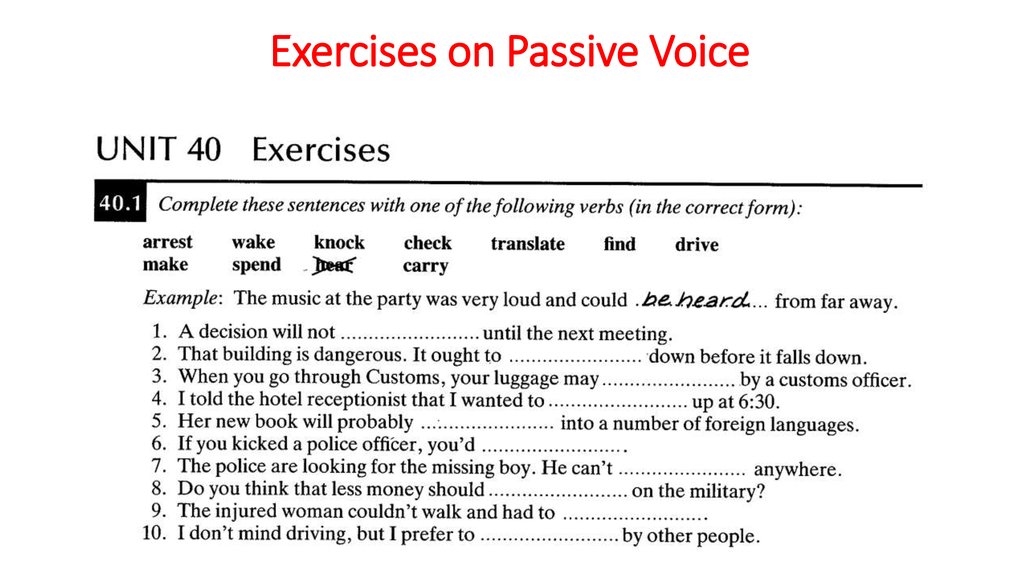 Passive form exercises