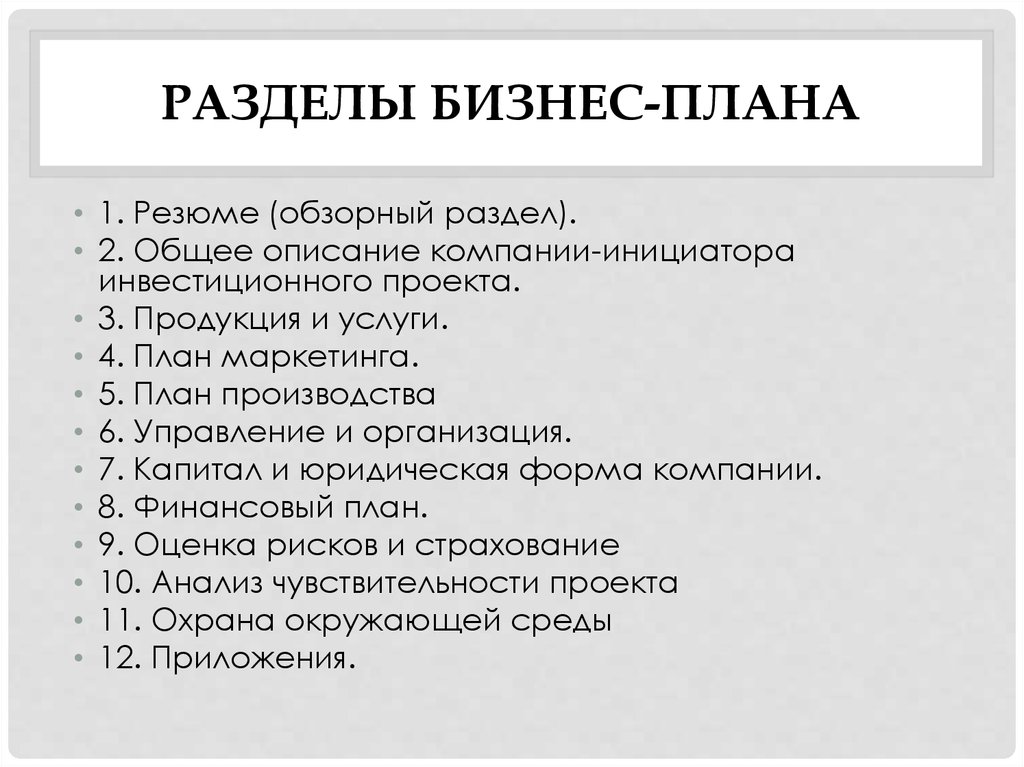 Бизнес планы темы