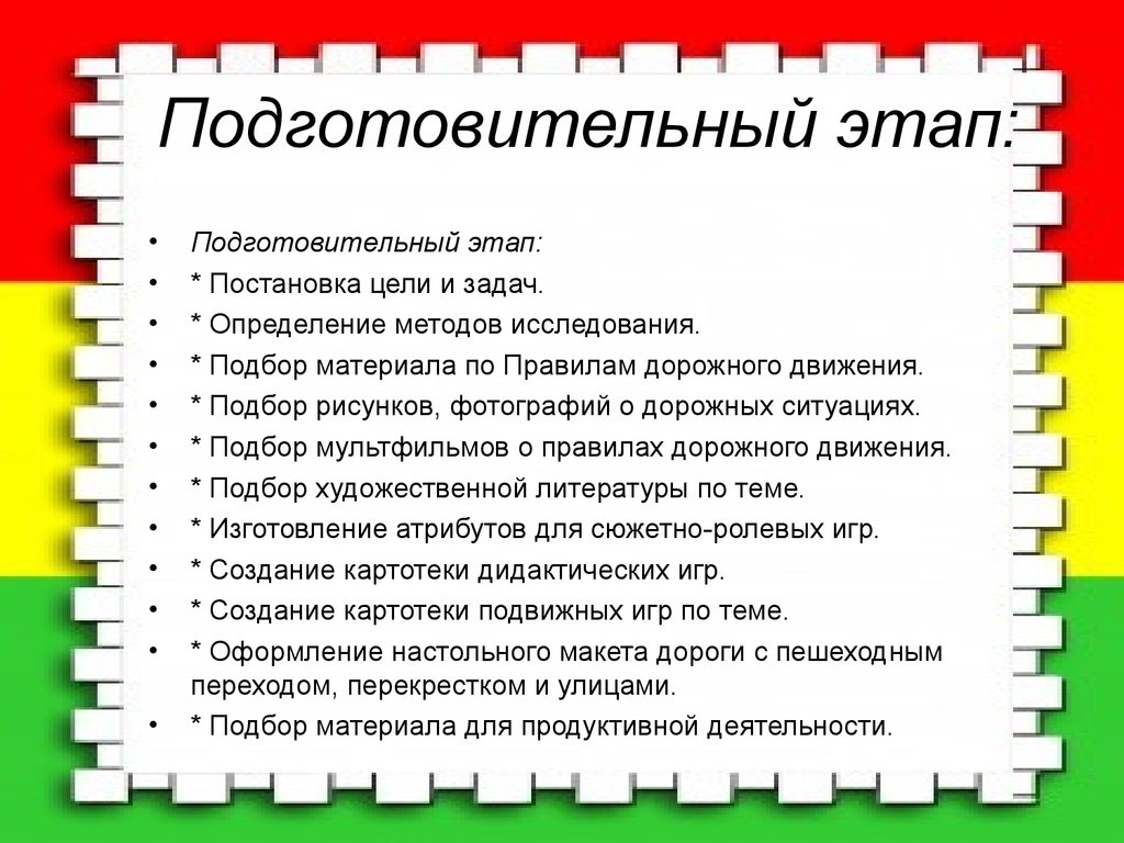 Подготовительный этап выбор темы постановка целей и задач будущего проекта