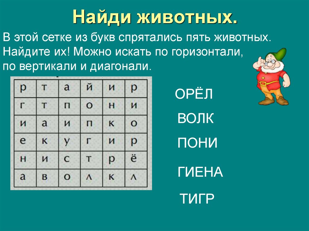 Поиск слов по картинке с буквами