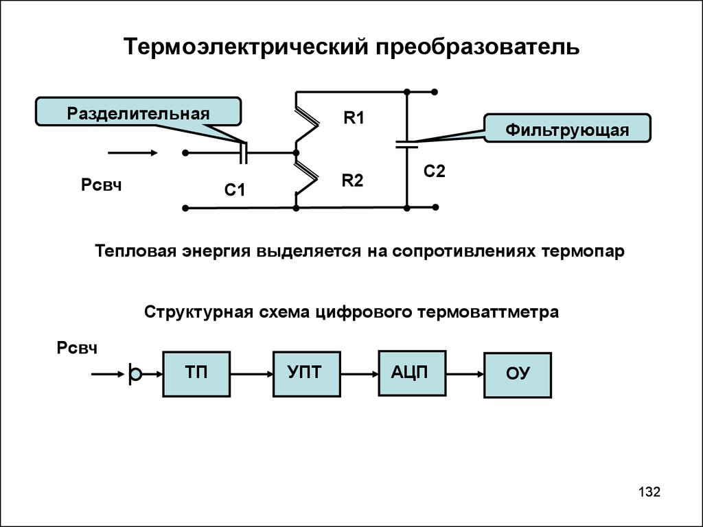 Схема термоэлектрического преобразователя