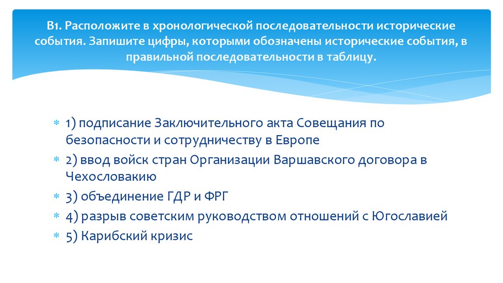 Расположите в правильной исторической последовательности