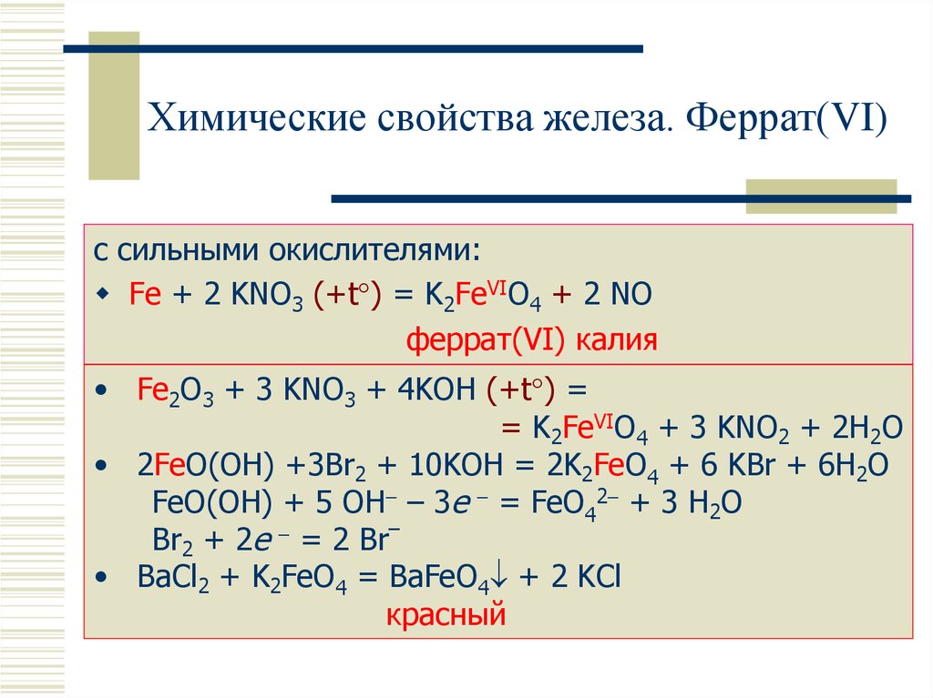 Химические свойства железа. Феррат(VI)