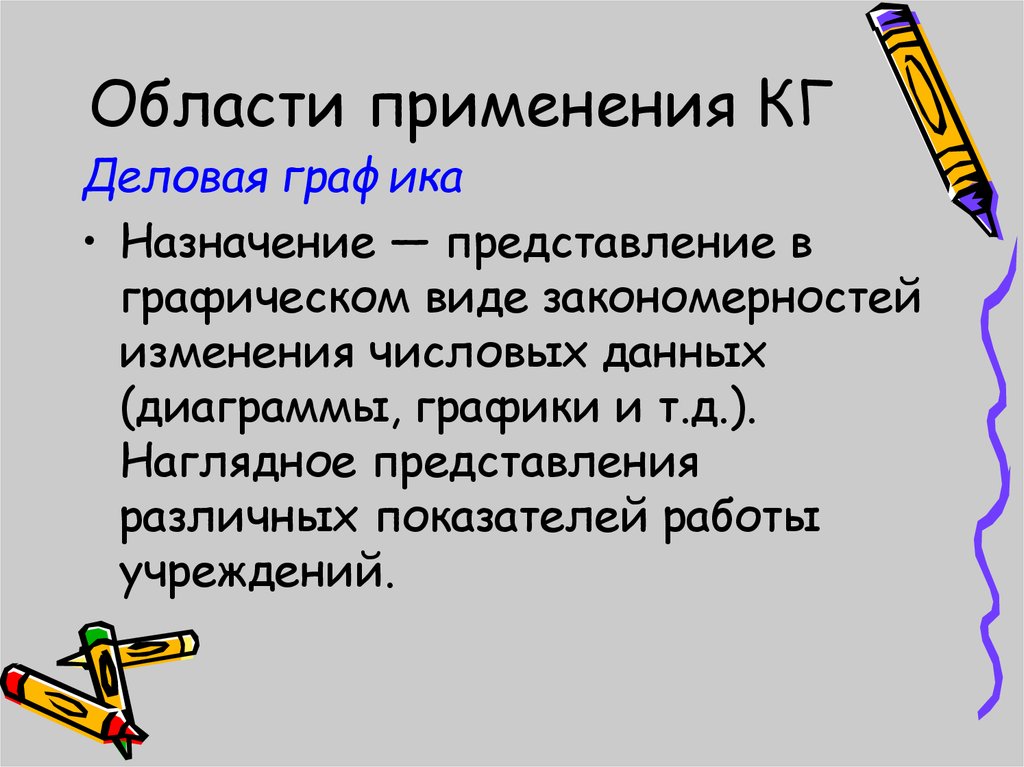 Назначение и представление. Назначение Графика. Области применения кг.