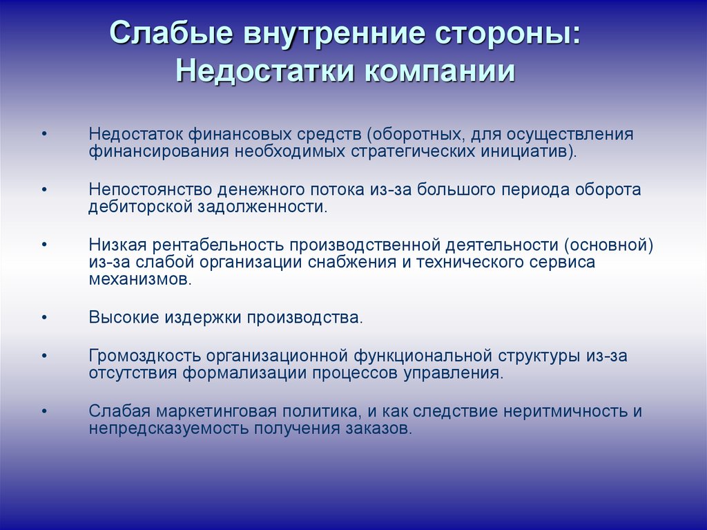 Недостатки организаций. Слабые стороны компании. Слабые стороны предприятия. Слабые стороны Компанит. Внутренние слабые стороны.