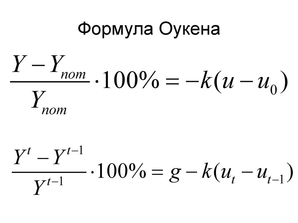Объем потенциального внп. Формула нахождения коэффициента Оукена. Уровень безработицы формула Оукена. Коэффициент Оукена формула ВВП.