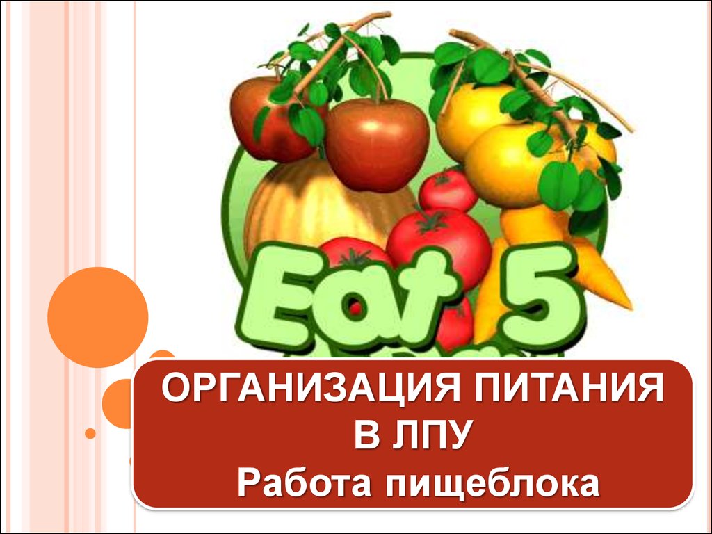 Организация питания в ЛПУ. Работа пищеблока - презентация онлайн