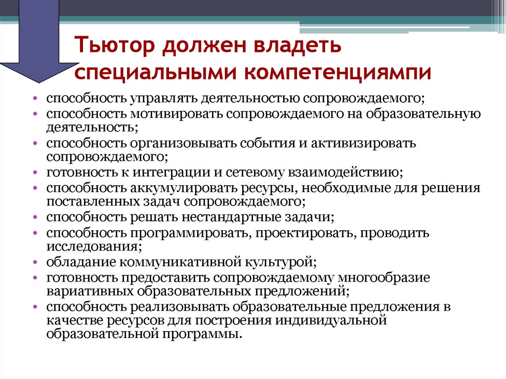 Документация соответствующая компетенции тьютера