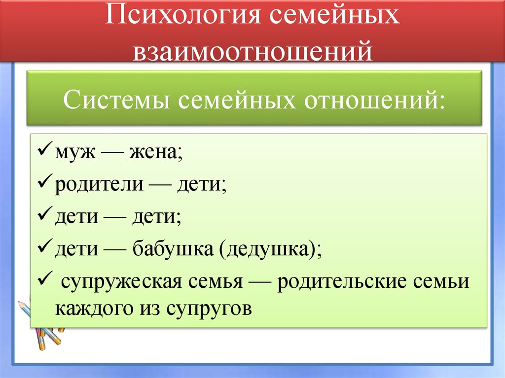 Психология семейных отношений презентация