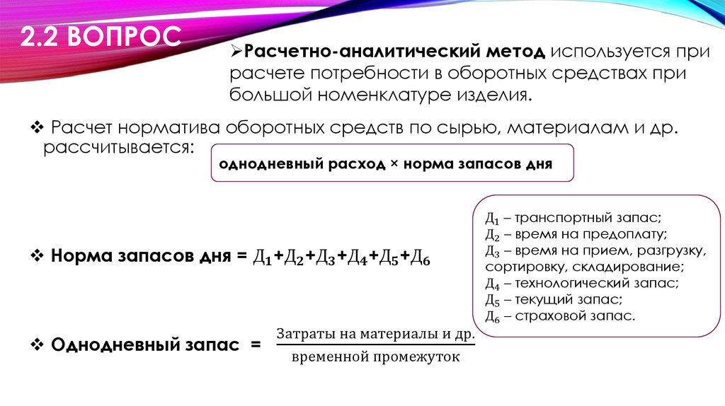 Схема расчетно аналитического метода планирования