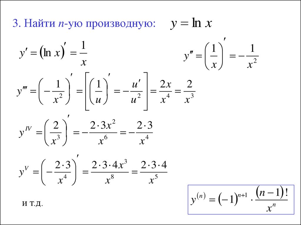 Производная n 1. Производная энного порядка формула. Производная n порядка. Производная n-го порядка. Производные n порядка.