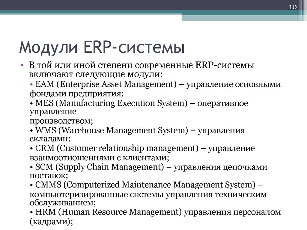 Модули ERP-системы