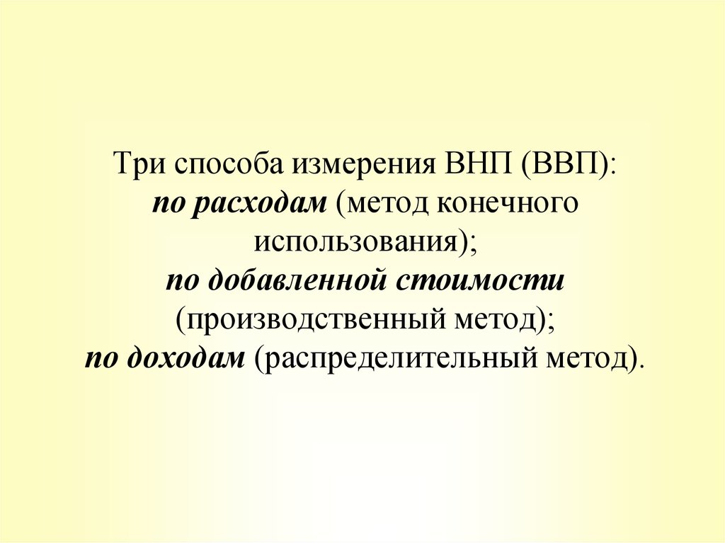 Конечного использования. Рассказать о методах измерения ВНП.