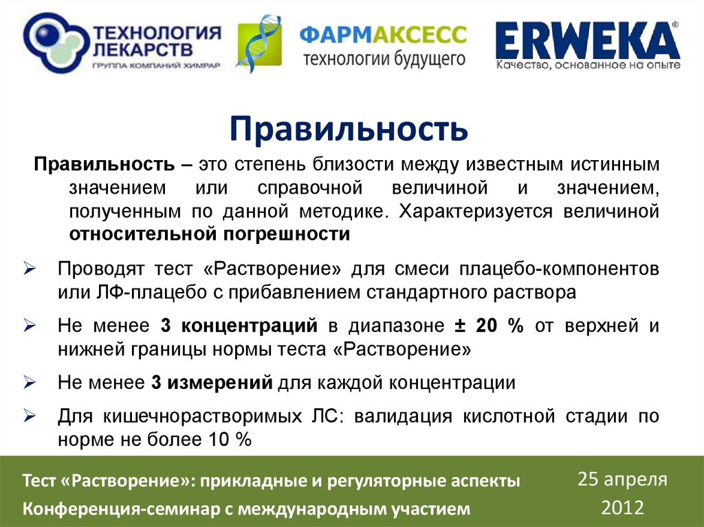 Аспект конференция. Что позволяет определить тест «растворение». Валидация времени выдержки солевой тест.