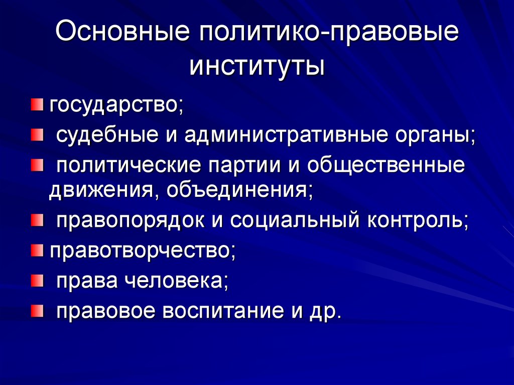 Правовой институт. Политико-правовые институты. Институты правового государства. Основные политико правовые институты. Политико-правовые институты их роль в осуществлении права..