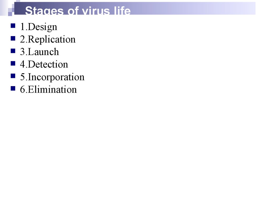Stages of virus life