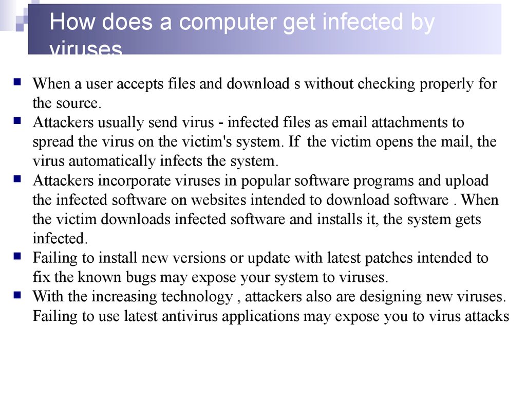 How does a computer get infected by viruses
