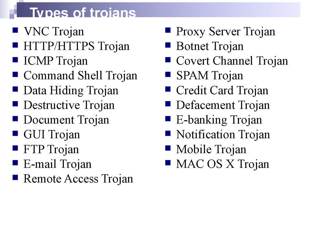 different types of trojans