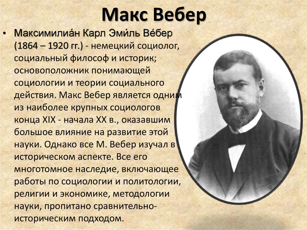 Макс вебер презентация