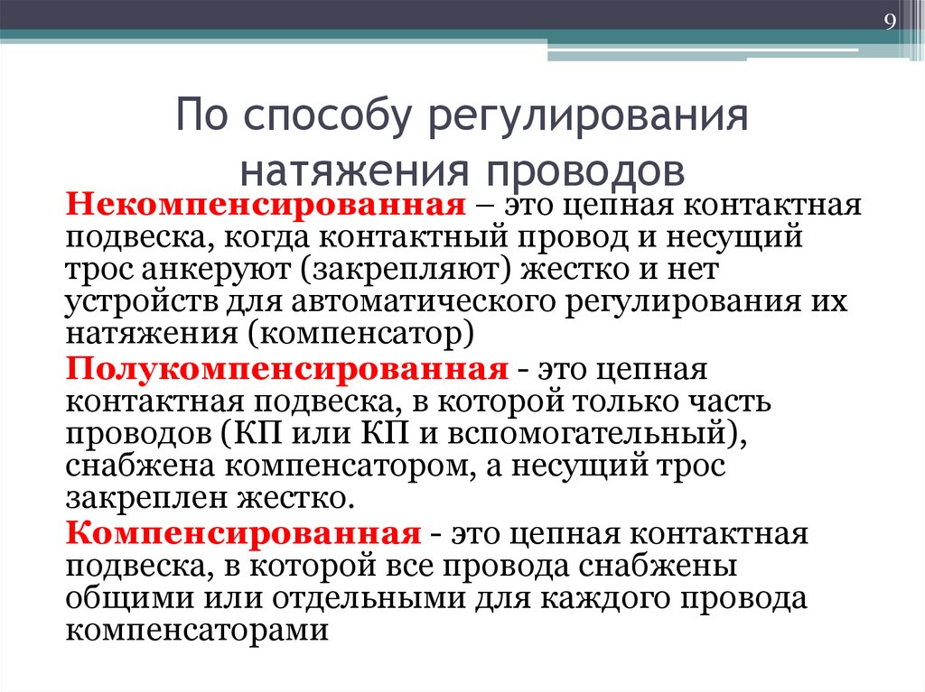 Классификация регулирования. Способы регулирования натяжения проводов. По способу регулирования. Способы регулирования натяжения проводов цепной подвески. Способы регулирования натяжения цепных подвесок.