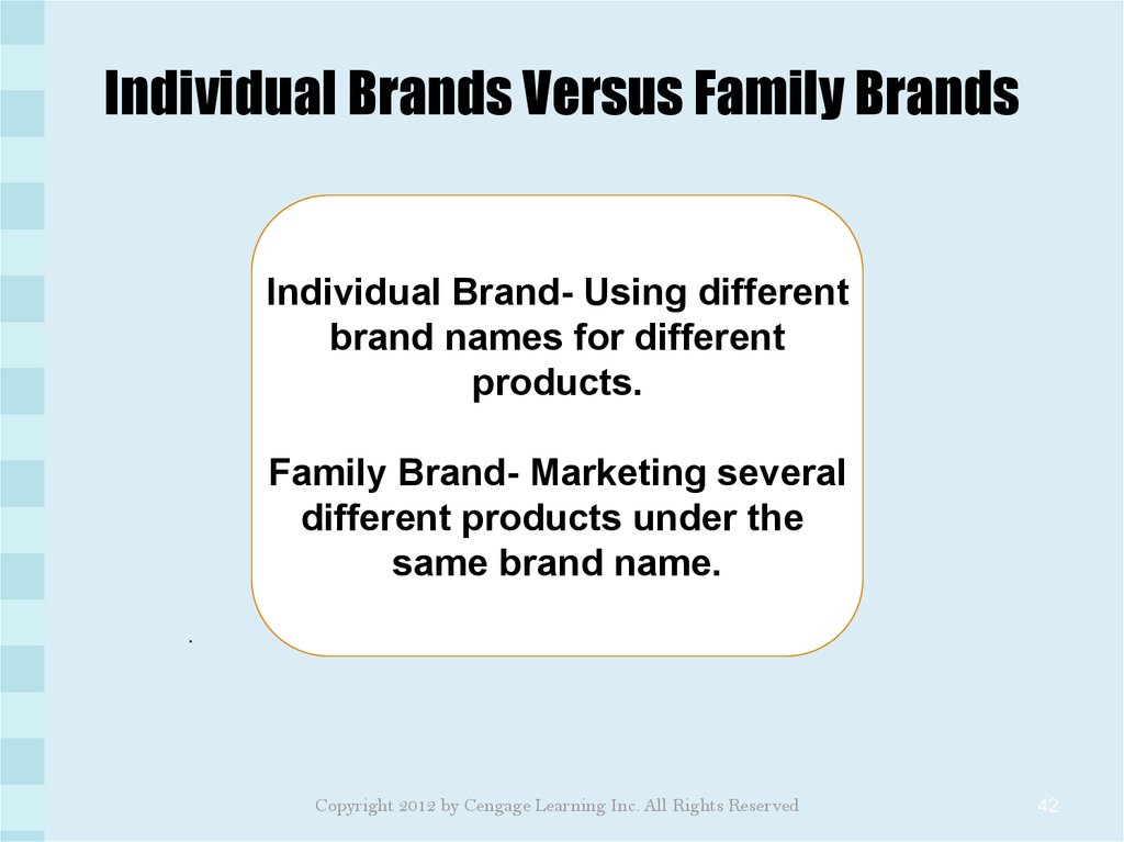 Individual Brands Versus Family Brands